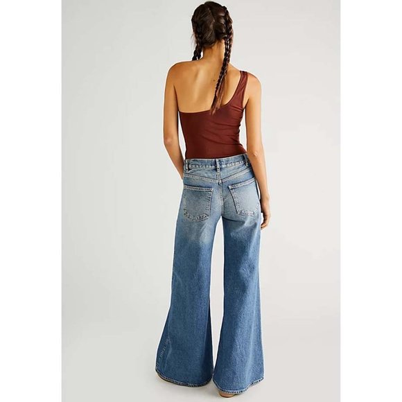 Free People Lovefool Low Rise Jeans / Blue Jade we the free size 32 - Picture 7 of 16